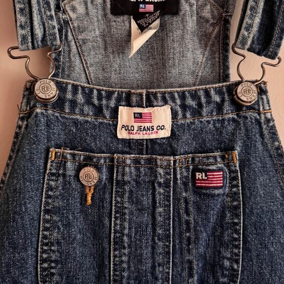 Vintage Polo Jeans Co Ralph Lauren Denim Carpenter Overalls 90s Size P Small - Picture 3 of 10